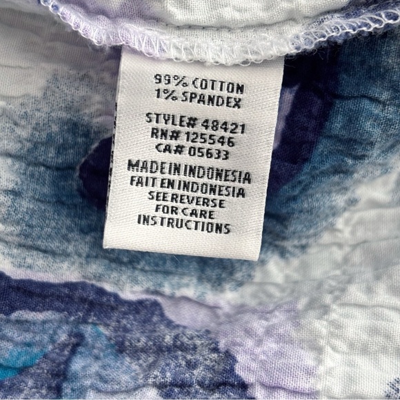 Habitat Stir It Up Button Front Shirt Mixed Print Art To Wear Blue - Picture 8 of 10